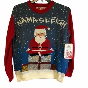 Great Christmas Sweater Namasleigh Santa Gifts M